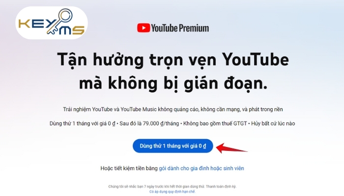 Các bước đăng ký tài khoản YouTube Premium trên thiết bị máy tính