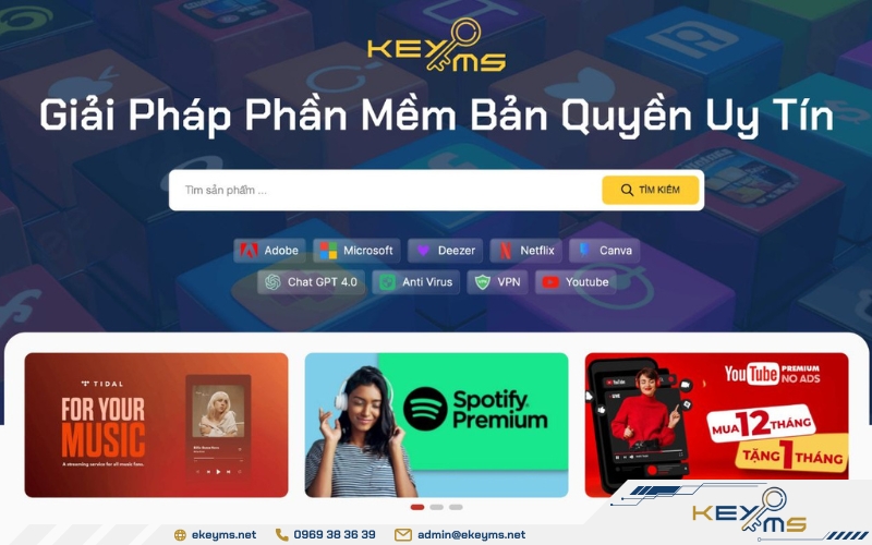 Truy cập website của Ekeyms