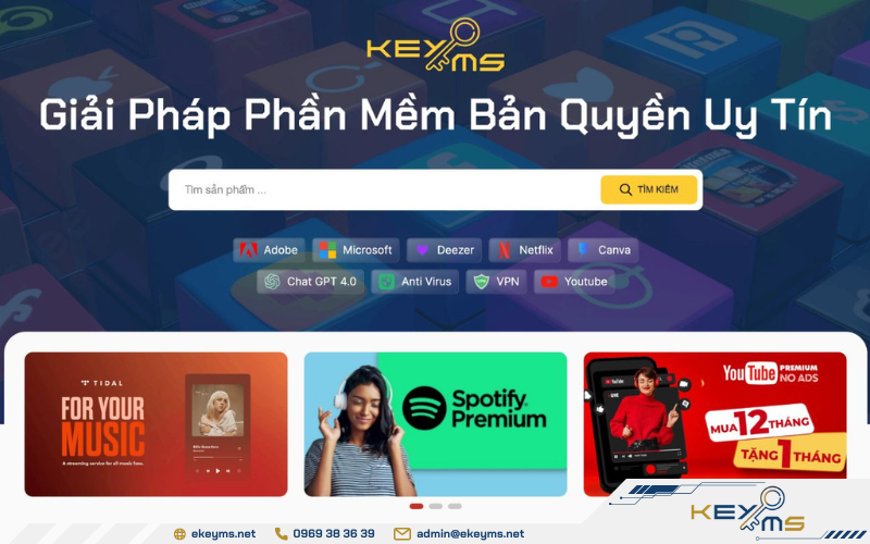 Truy cập website chính thức của Ekeyms