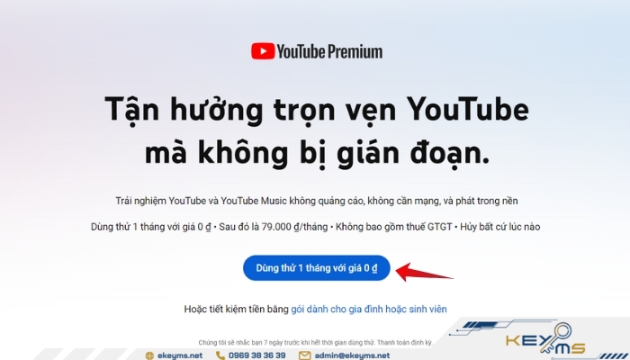 Các bước đăng ký tài khoản YouTube Premium trên thiết bị máy tính