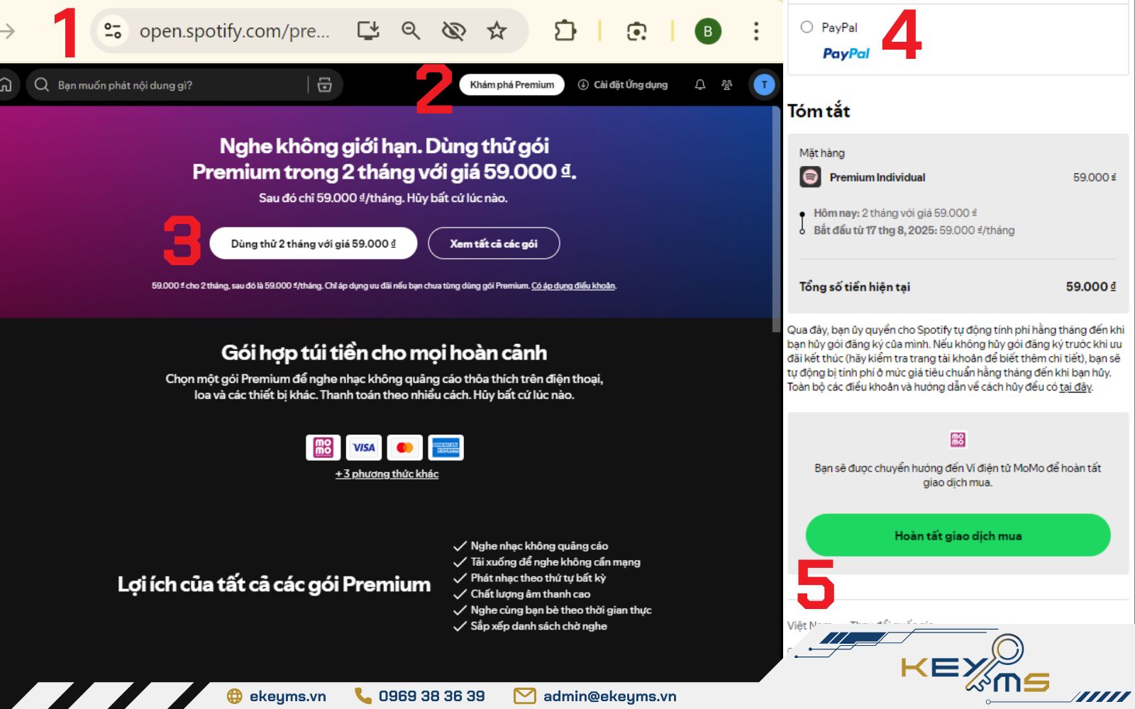 Cách mua Premium Spotify trên máy tính