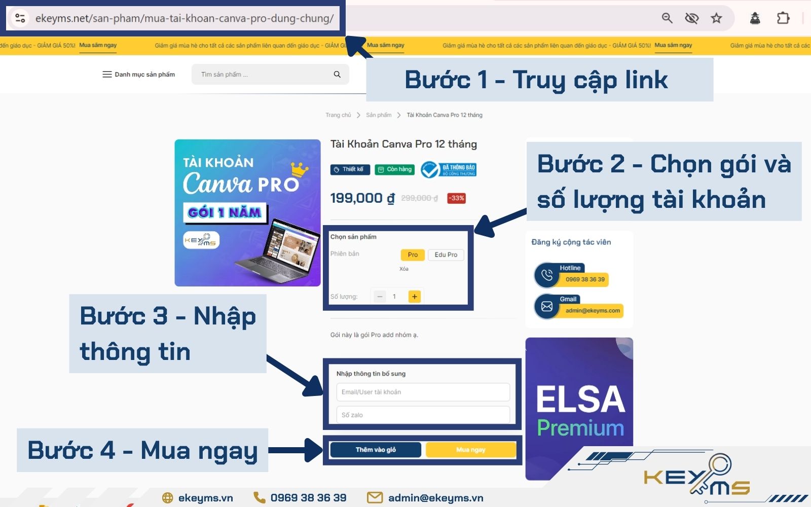 Hướng dẫn mua Canva Pro 12 tháng tại Ekeyms Shop