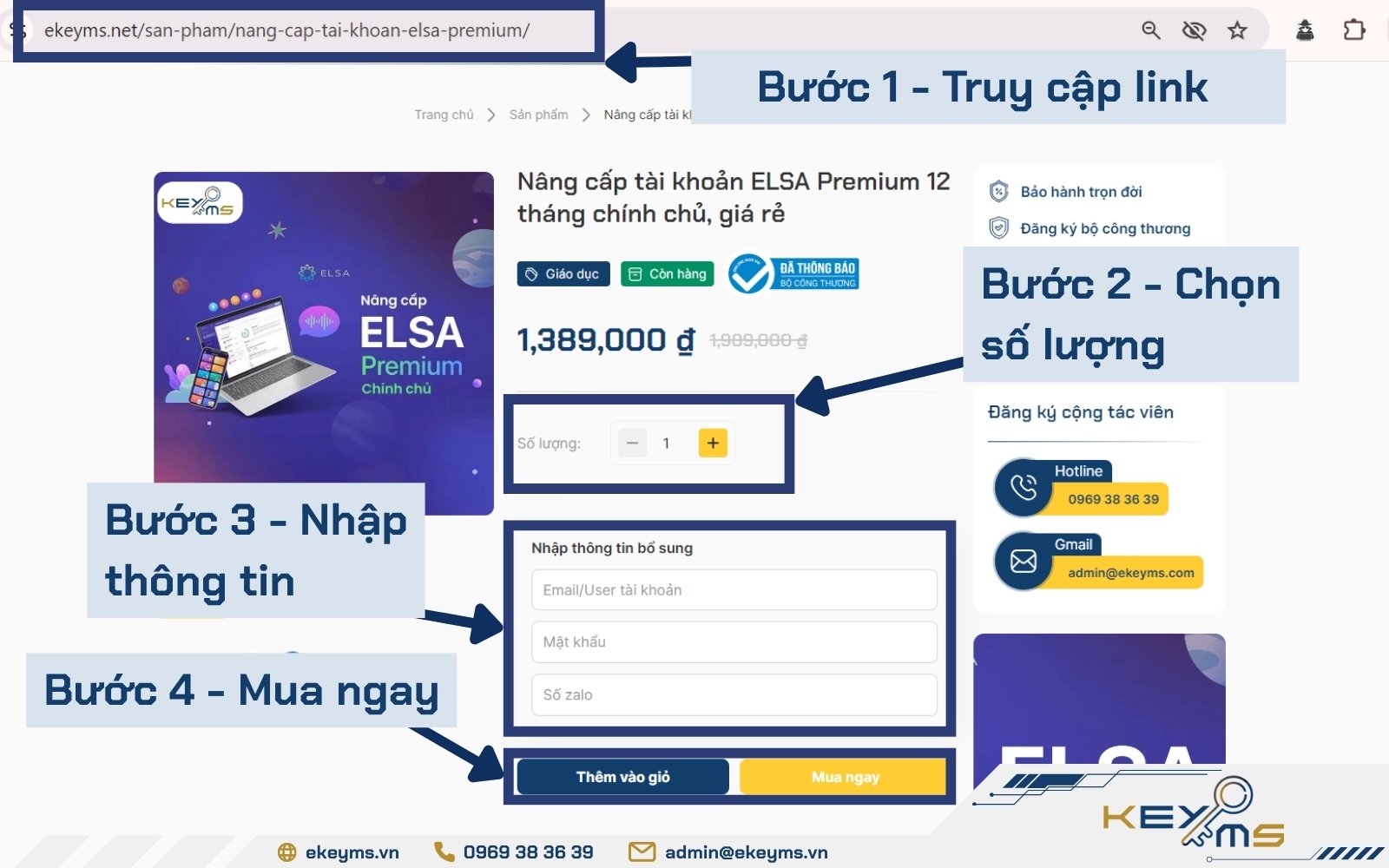Ekeyms - Đơn vị mua bán ELSA Premium giá rẻ với quy trình rõ ràng, dễ thực hiện