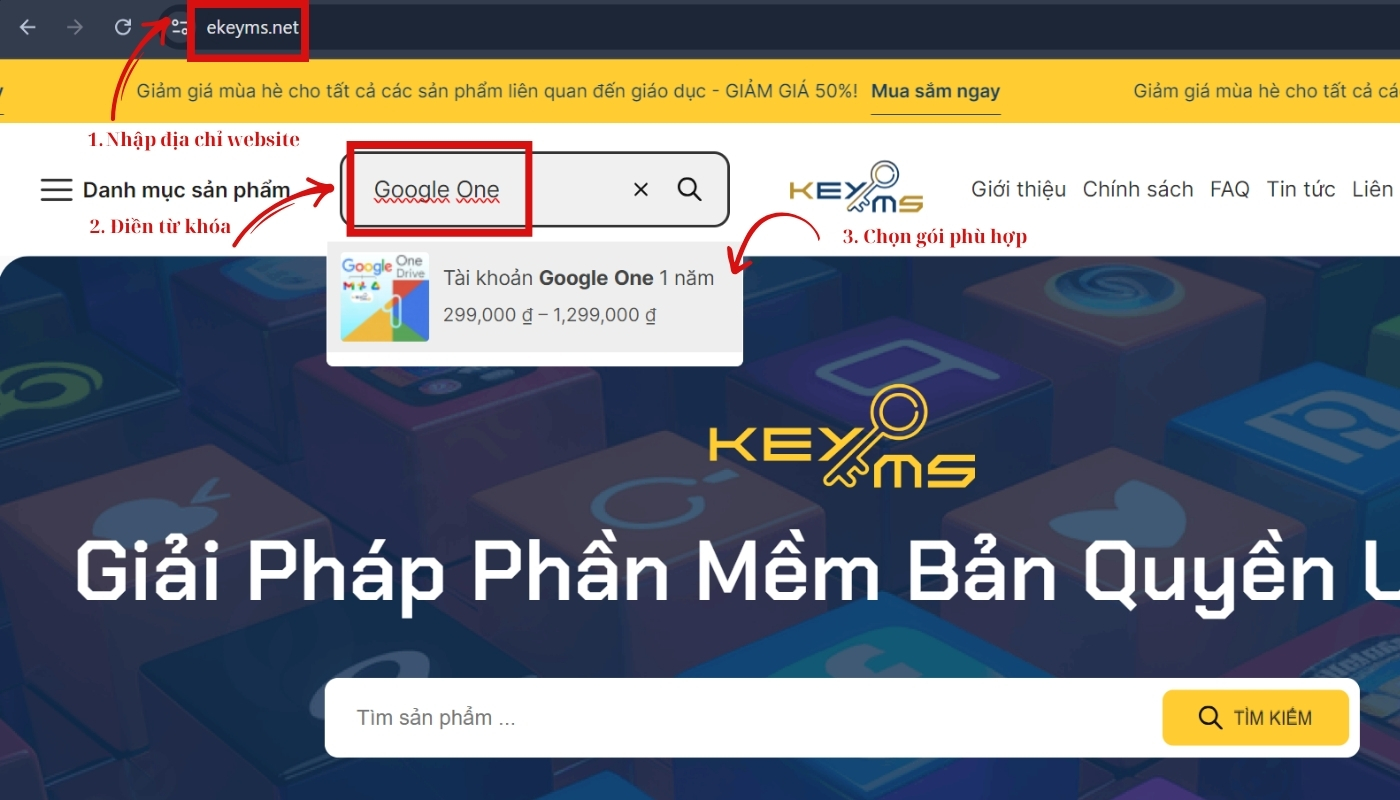 Hướng dẫn mua tài khoản Google One tại Ekeyms chi tiết