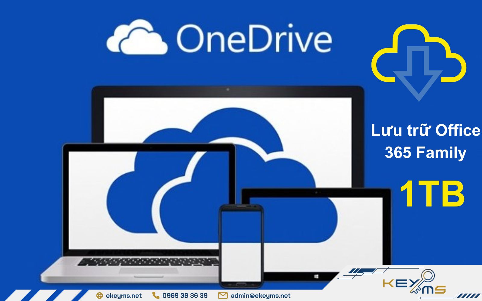 Khi mua gói Office Family 12 tháng, bạn sẽ nhận được dung lượng lưu trữ lên đến 1TB trên OneDrive