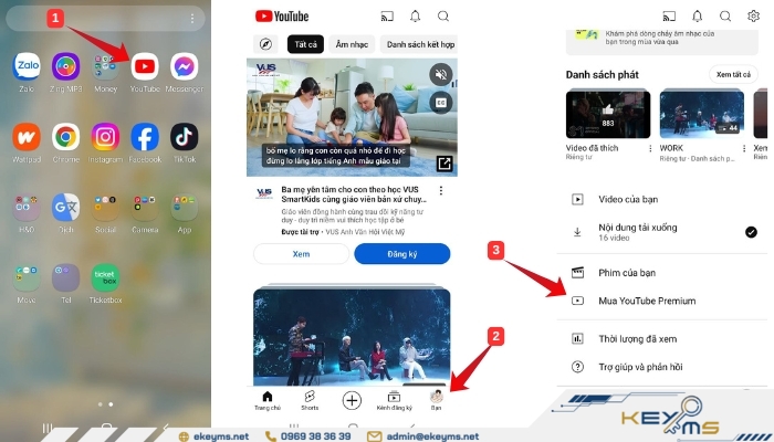 Đăng ký tài khoản YouTube Premium trên thiết bị điện thoại