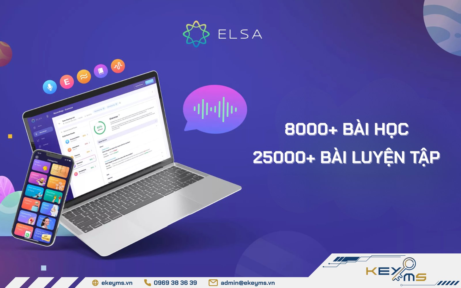 Tài khoản Premium ELSA với kho bài học đa dạng với hơn 8000 bài luyện phát âm, từ vựng, phản xạ và hội thoại