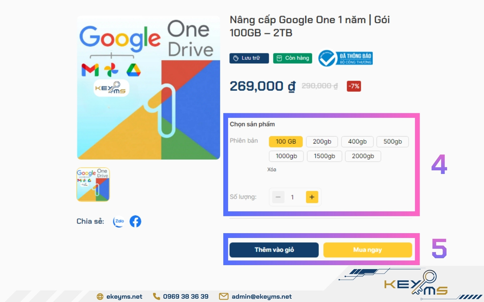 Thêm gói phù hợp vào giỏ hàng để tiến hành thanh toán