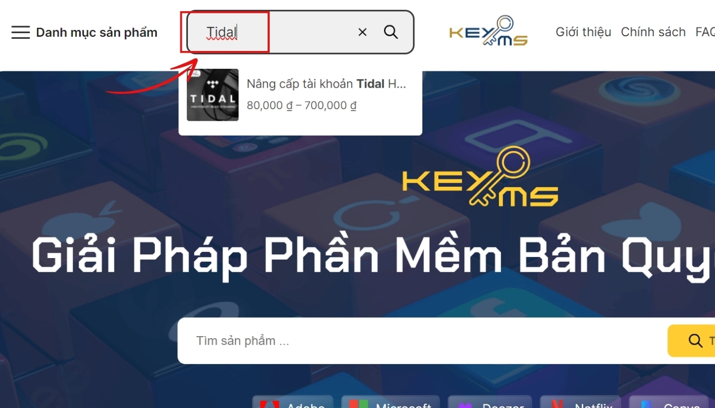 Thực hiện mua gói Tidal HiFi Plus tại Ekeyms