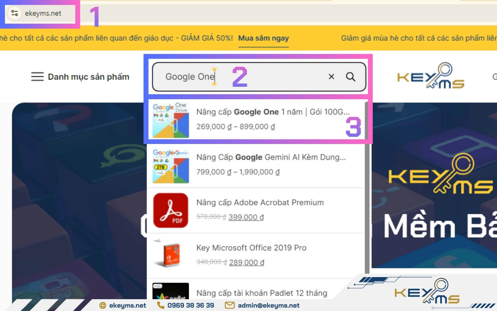 Hướng dẫn mua tài khoản Google One tại Ekeyms chi tiết