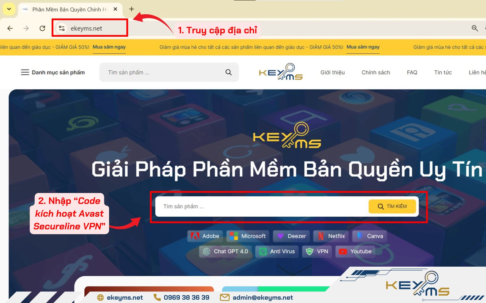 Tìm kiếm nhanh code Avast SecureLine VPN bằng cách nhập từ khóa trên website