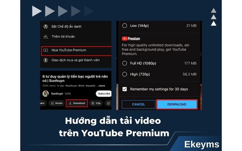 Cách tải video trên Youtube Premium