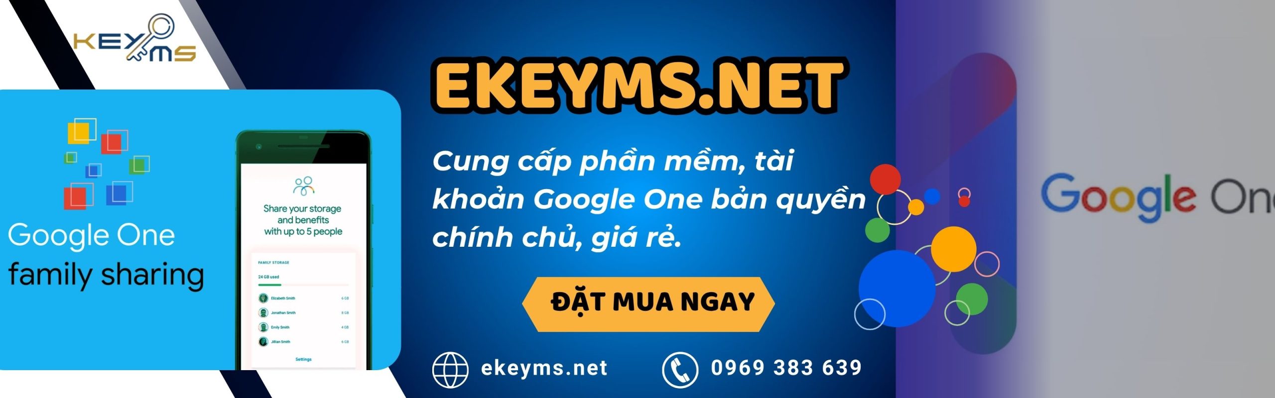 Nâng cấp tài khoản Google One chính chủ giá rẻ tại Ekeyms.net