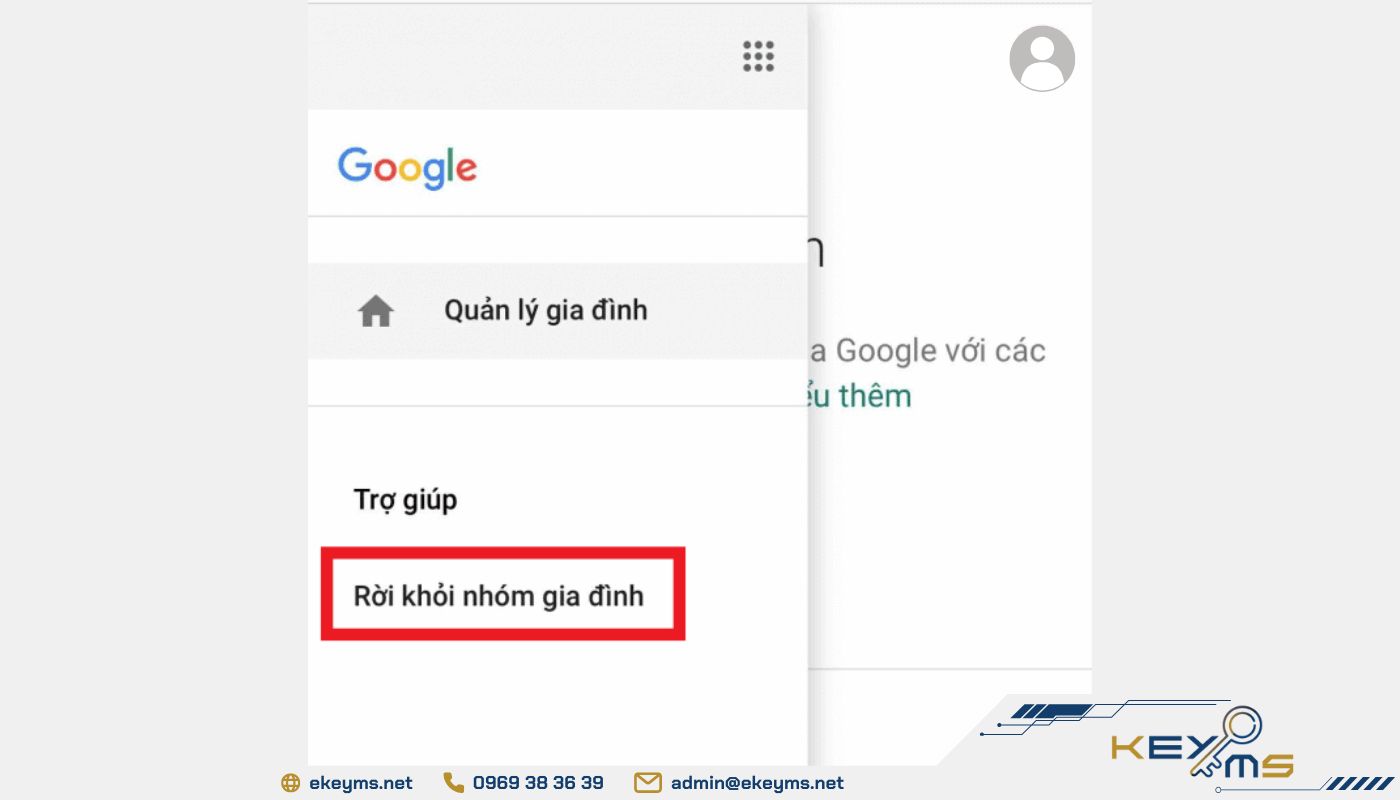 Nếu là thành viên nhóm, bạn chỉ việc chọn "Rời khỏi nhóm gia đình"