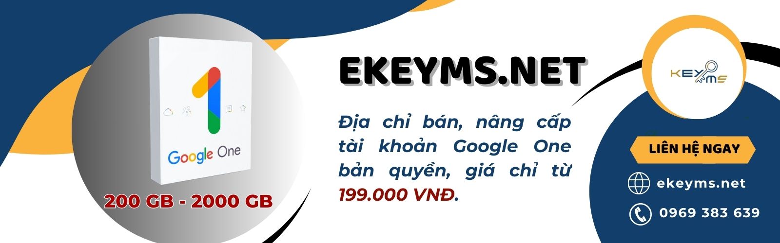 Ekeyms cung cấp đa dạng gói nâng cấp tài khoản Google One