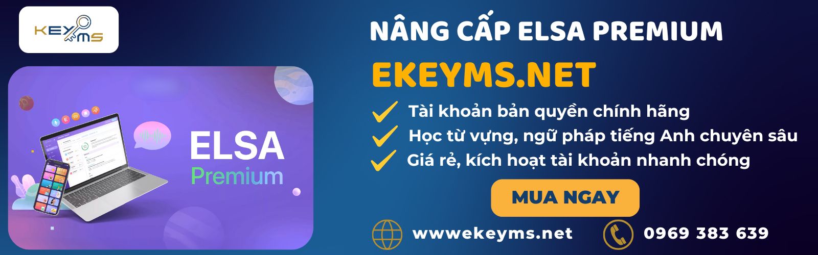 Mua ngay tài khoản ELSA Speak Premium học tiếng Anh tại Ekeyms