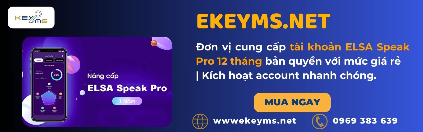 Mua ngay tài khoản ELSA Speak Pro tại Ekeyms