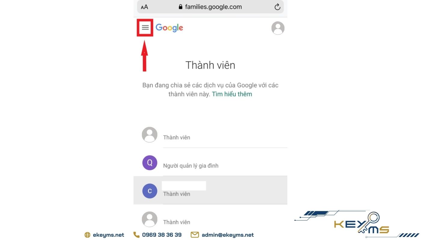 Cách thoát nhóm gia đình Google tại website families.google.com