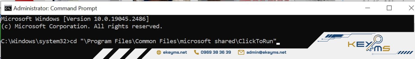 Thực hiện dán mã code cd “\Program Files\Common Files\microsoft shared\ClickToRun”