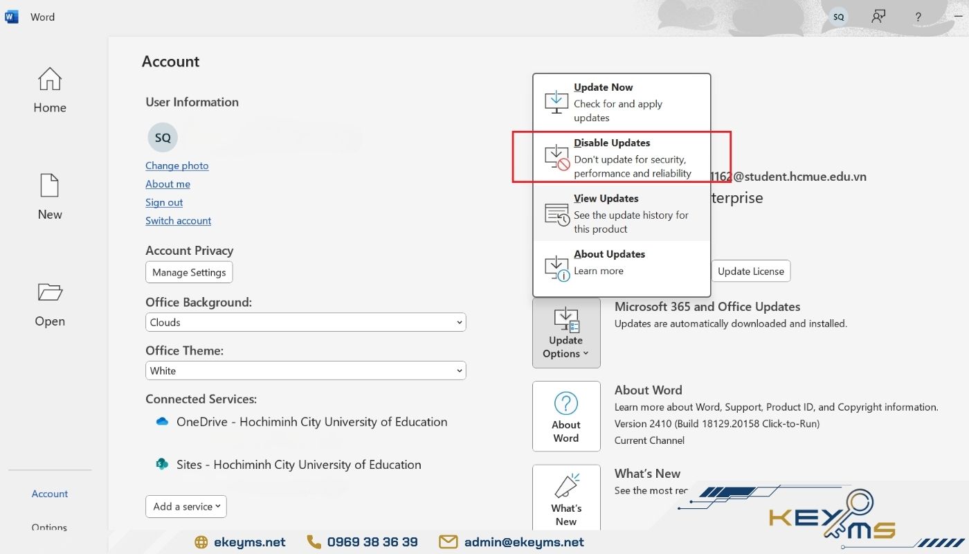 Hướng dẫn tắt tính năng cập nhật tự động của Microsoft Office