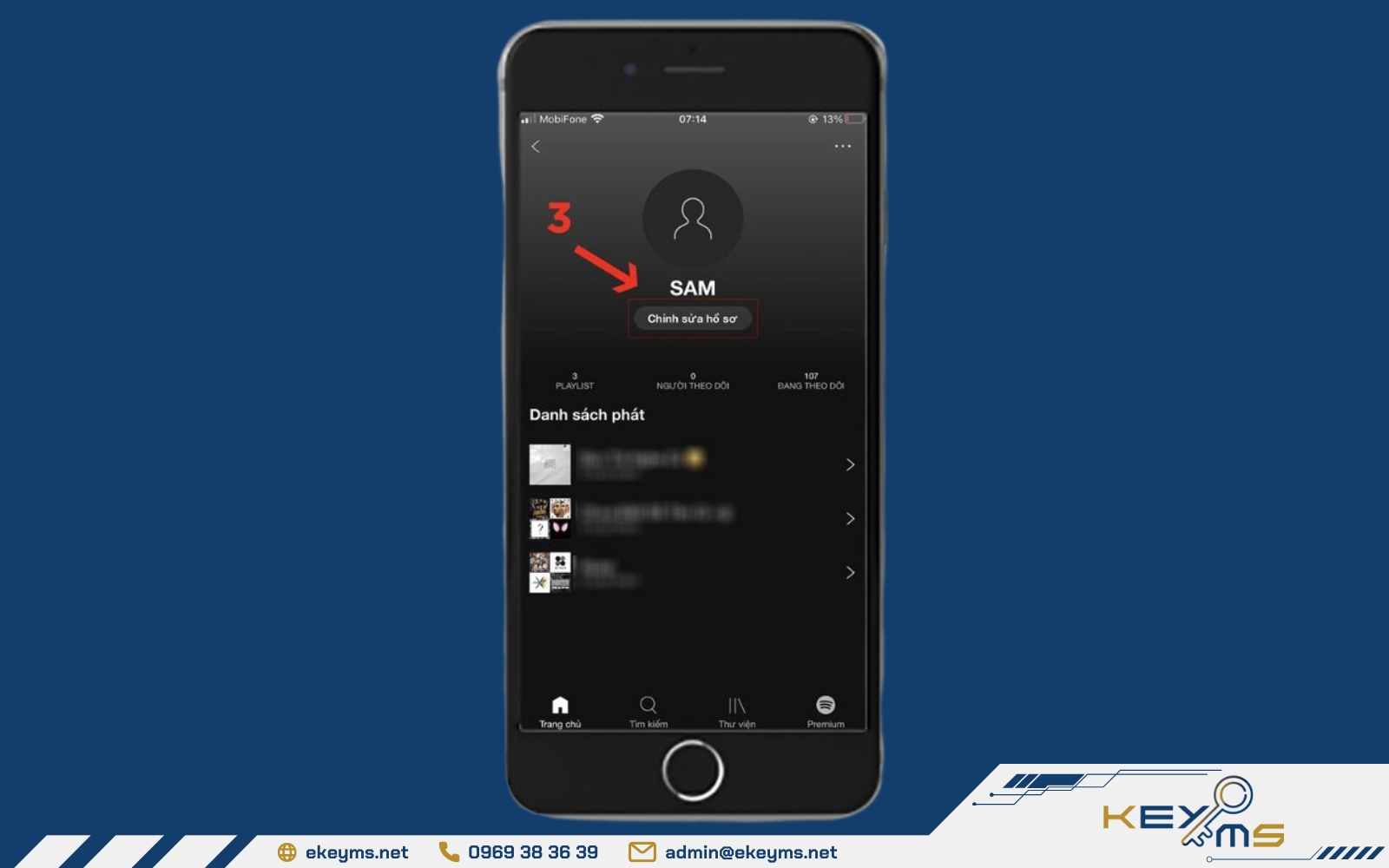 Chọn “chỉnh sửa hồ sơ” để nhập tên người dùng mới