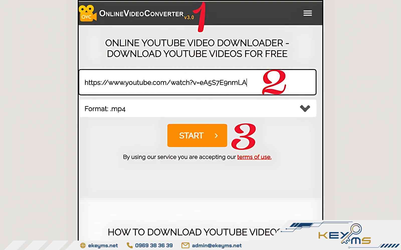 Dán URL video vào ô trống và nhấn “Start”