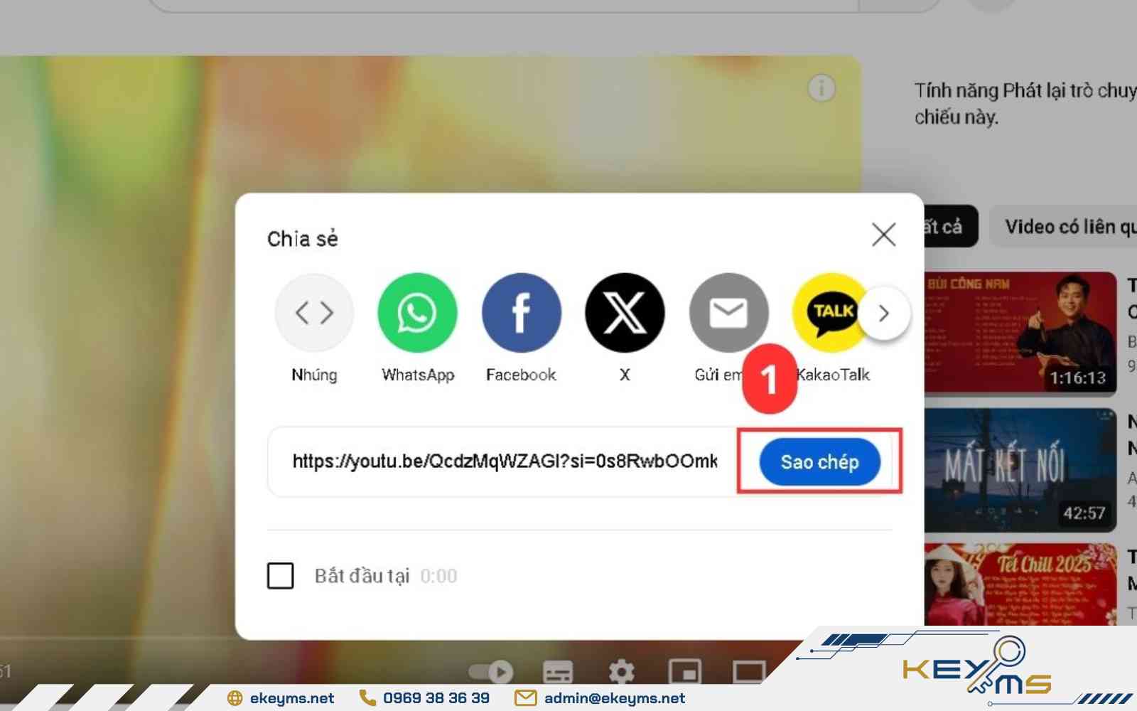 Sao chép link YouTube cần chuyển đổi sang audio