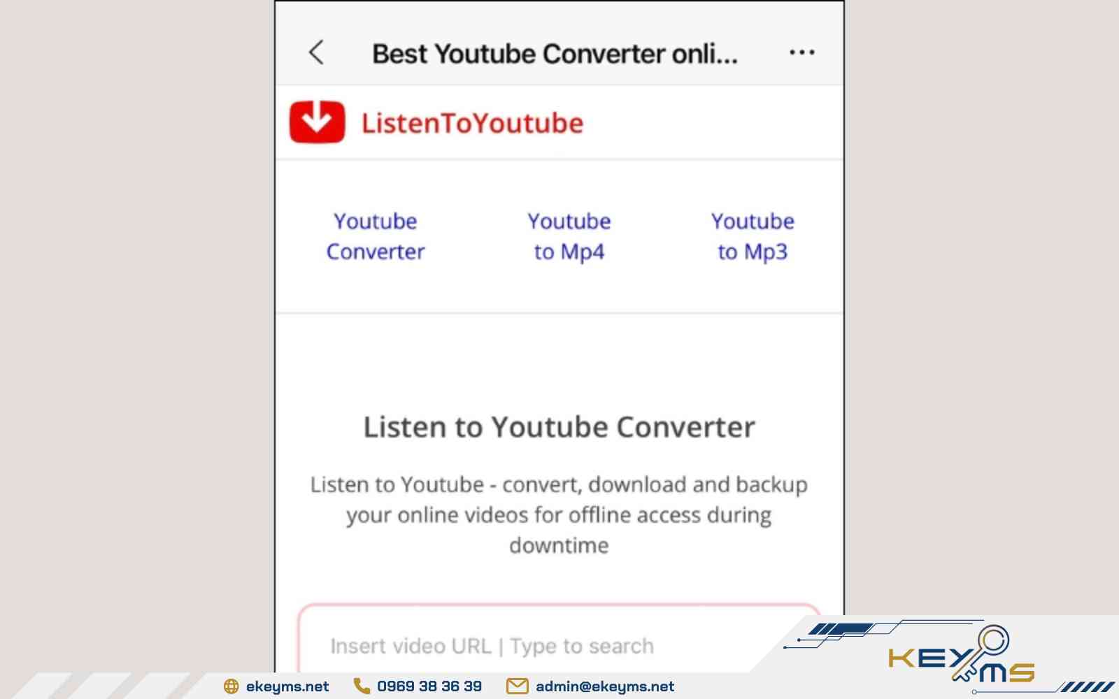 Sao chép link YouTube và dán vào website listen to YouTube