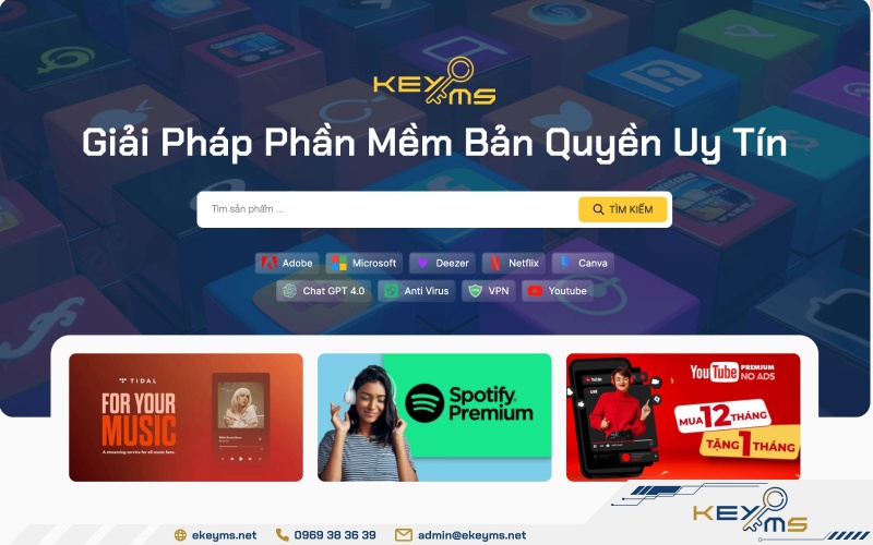 Truy cập trang web chính thức của Ekeyms