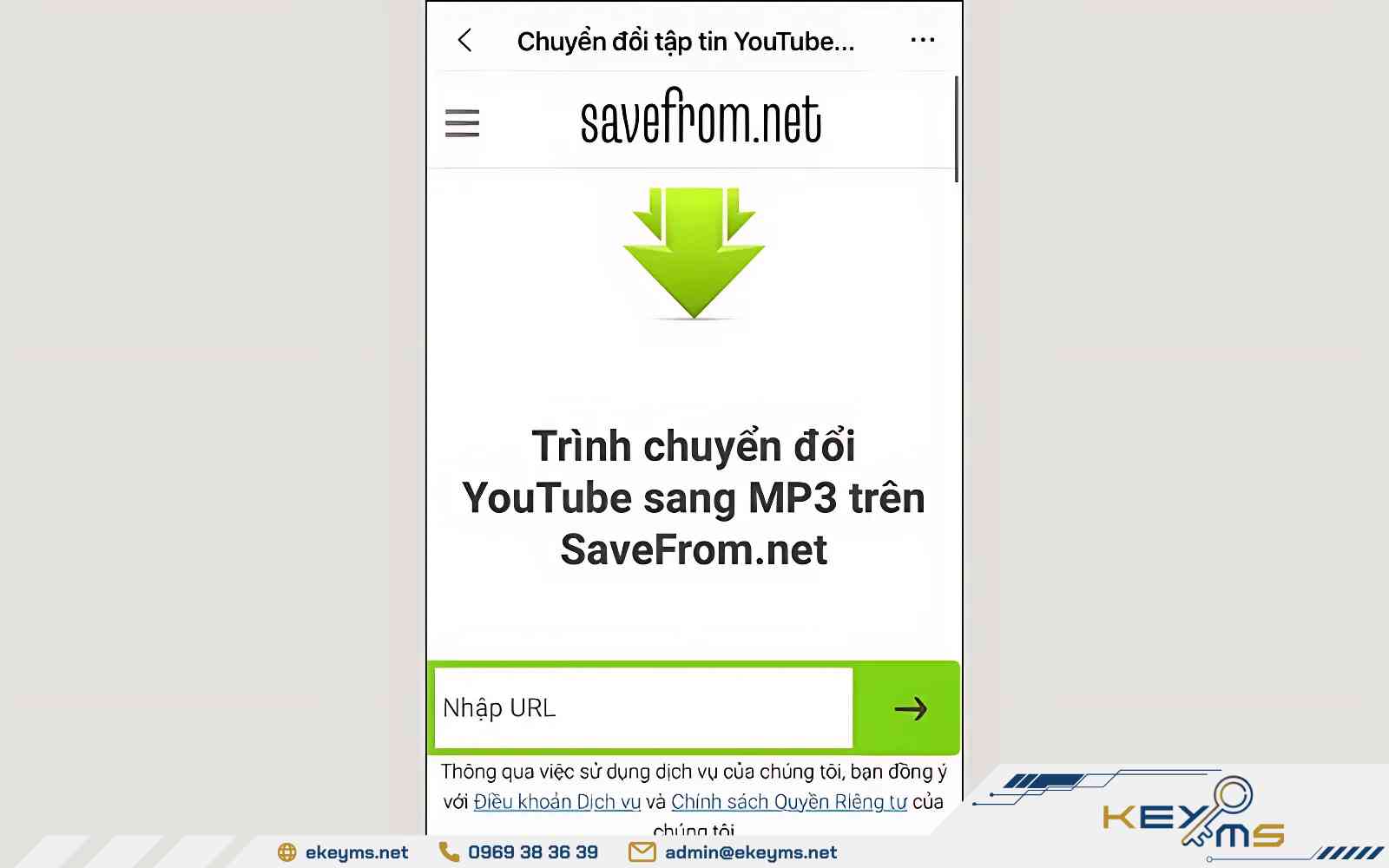 Truy cập vào trang web Savefrom