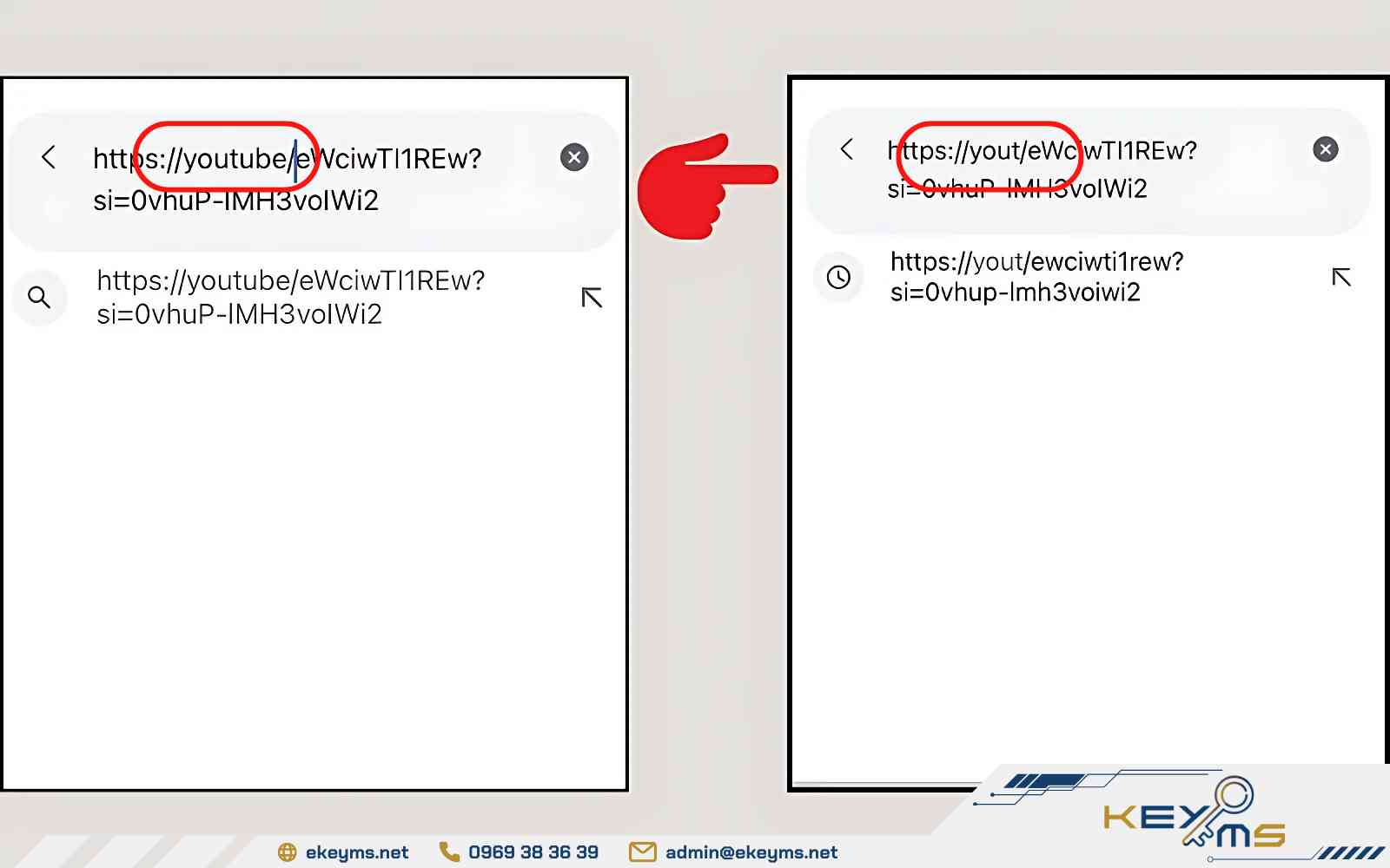 Xóa chữ “ube” trước khi dán link vào website yout.com