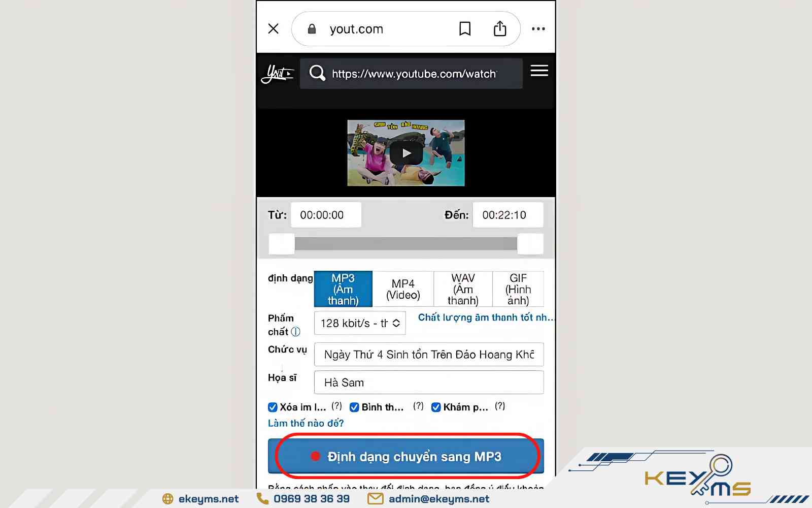 Chọn “Định dạng chuyển sang MP3”