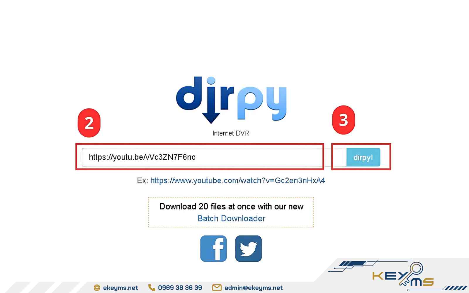 Dán URL vào website và nhấn “Dirpy!”