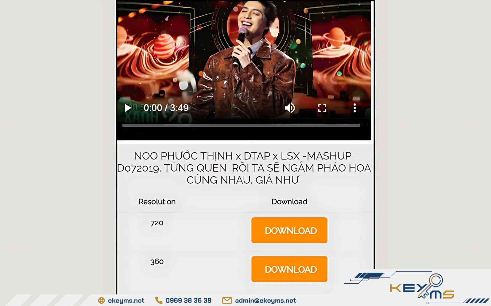 Chọn chất lượng video và nhấn “Download”