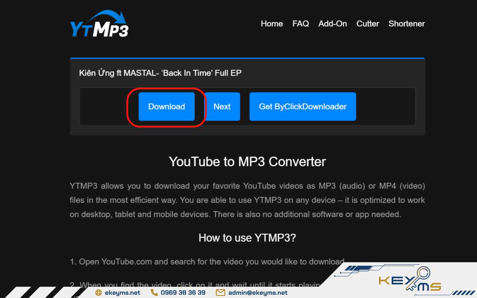 Chọn “Convert” và nhấn “Download” để tải audio về thiết bị