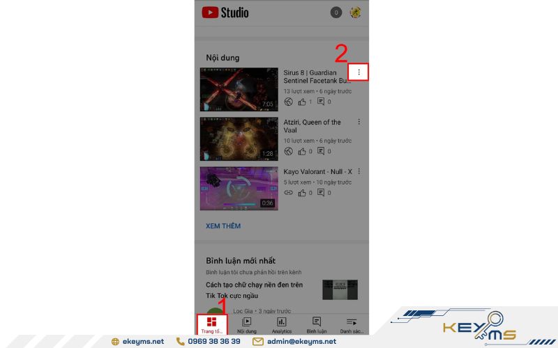 Nhấn vào icon 3 chấm tại video bạn muốn mở bình luận