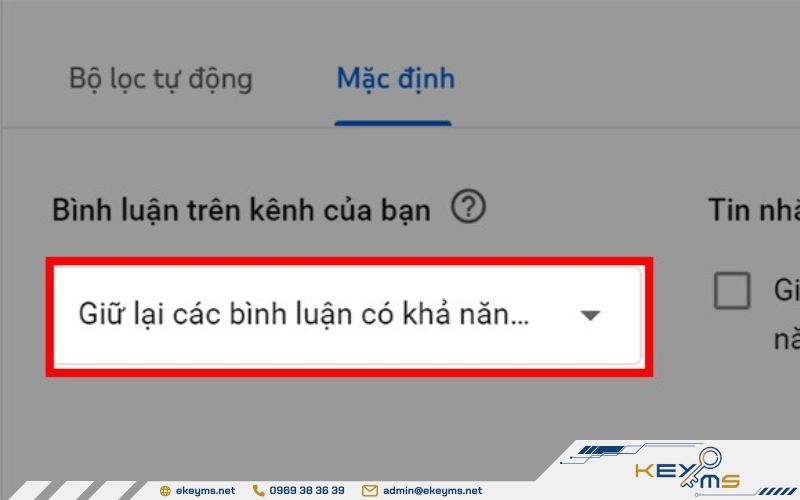 Chọn Cho phép mọi bình luận để bật tắt bình luận video YouTube