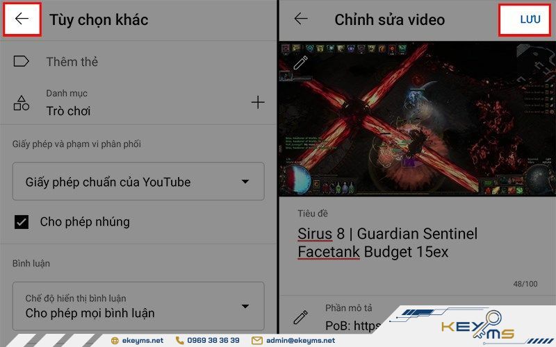 Sau khi đã hoàn thành cách mở bình luận trên YouTube, bạn cần chọn Lưu