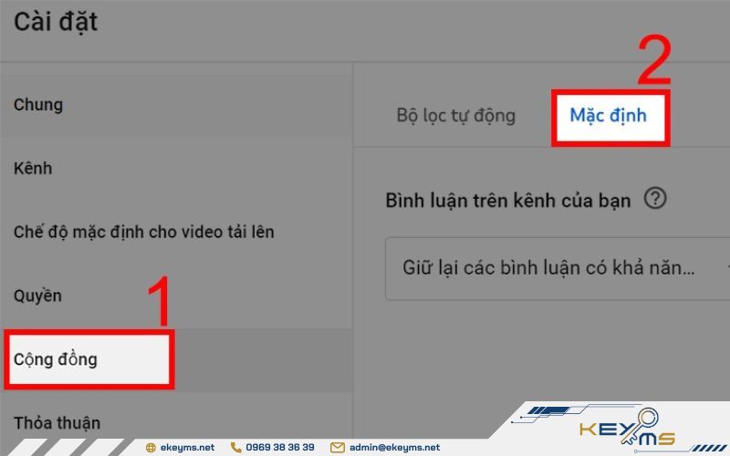 Nhấp vào mục Cộng đồng và truy cập vào tab Mặc định