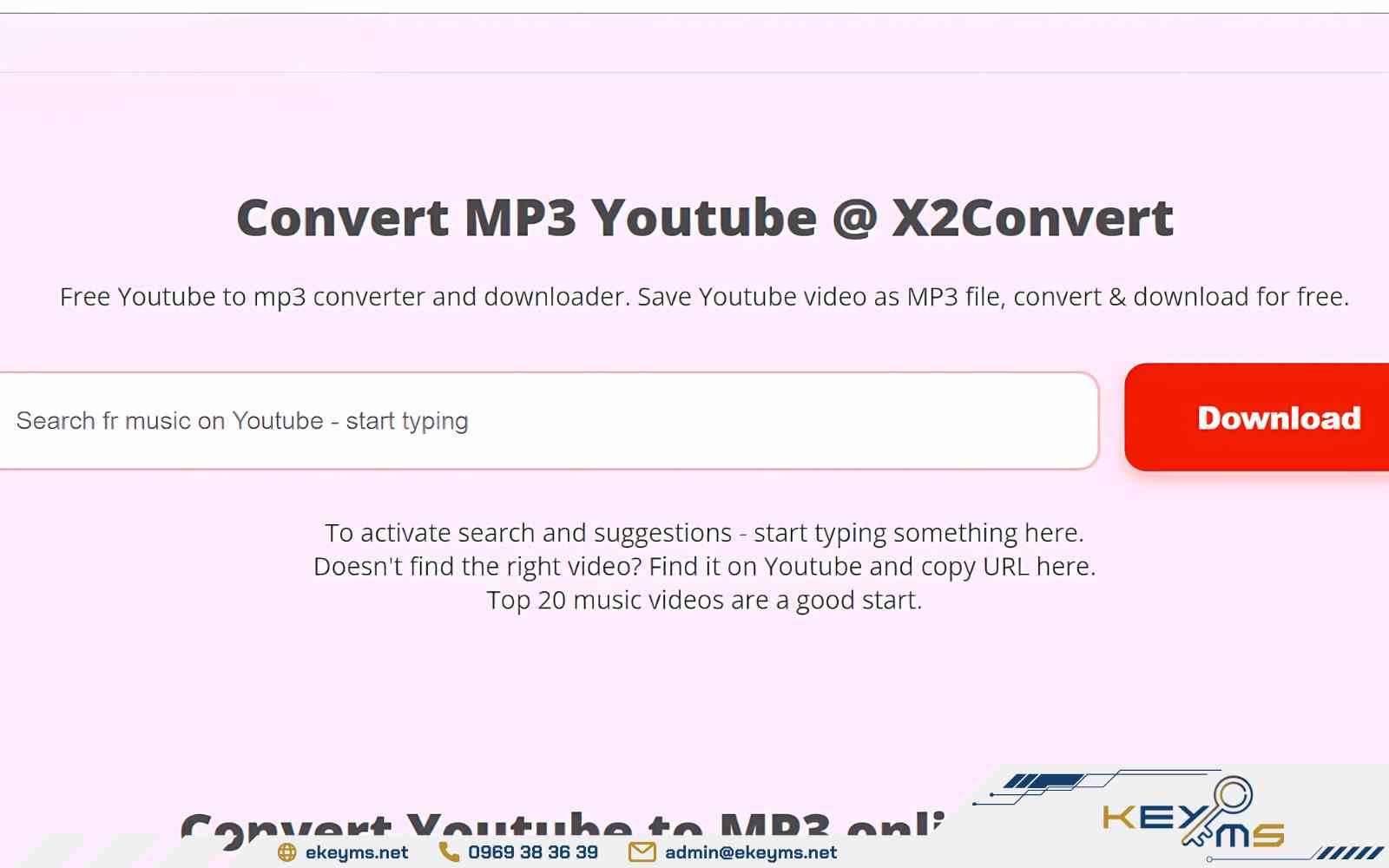 Dán đường link video muốn chuyển đổi vào trang web x2download.app và nhấn “Download”