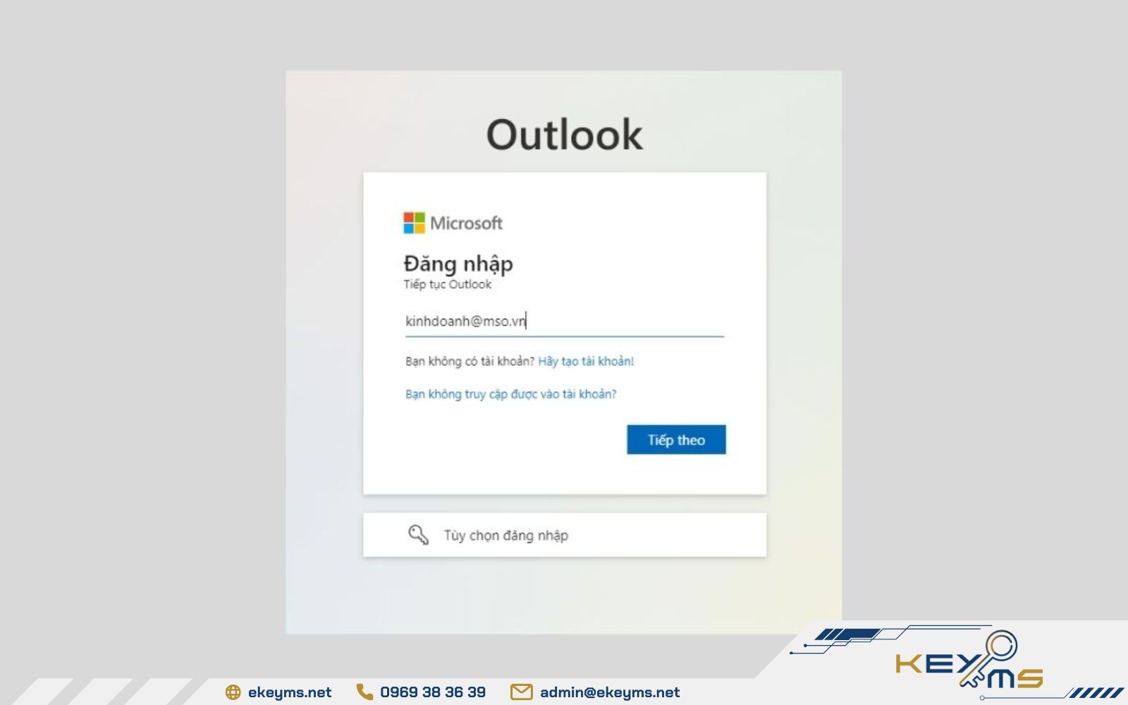 Truy cập vào trang web chính thức của Outlook