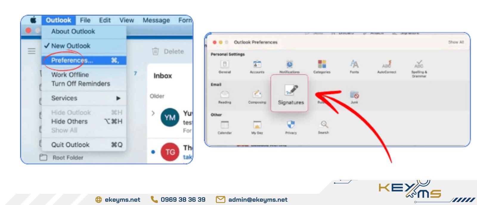 Cách cài chữ ký trong Outlook trên MacOS