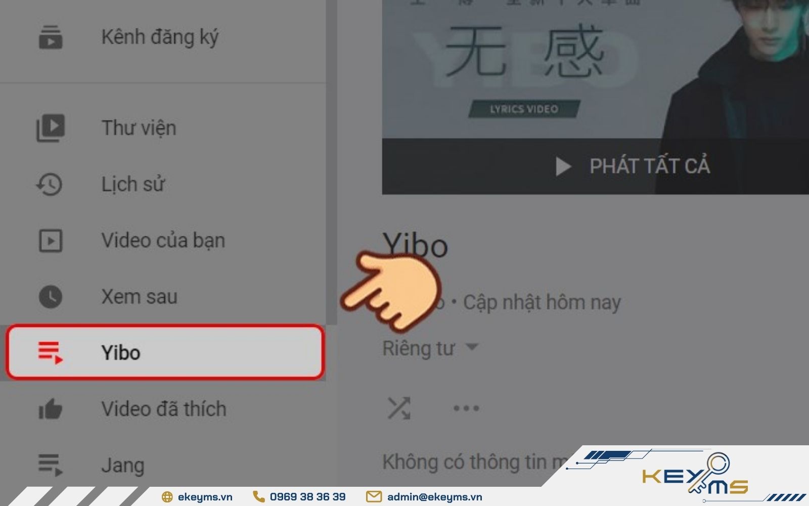 Chọn lại tên playlist Youtube bạn đã lưu trước đó