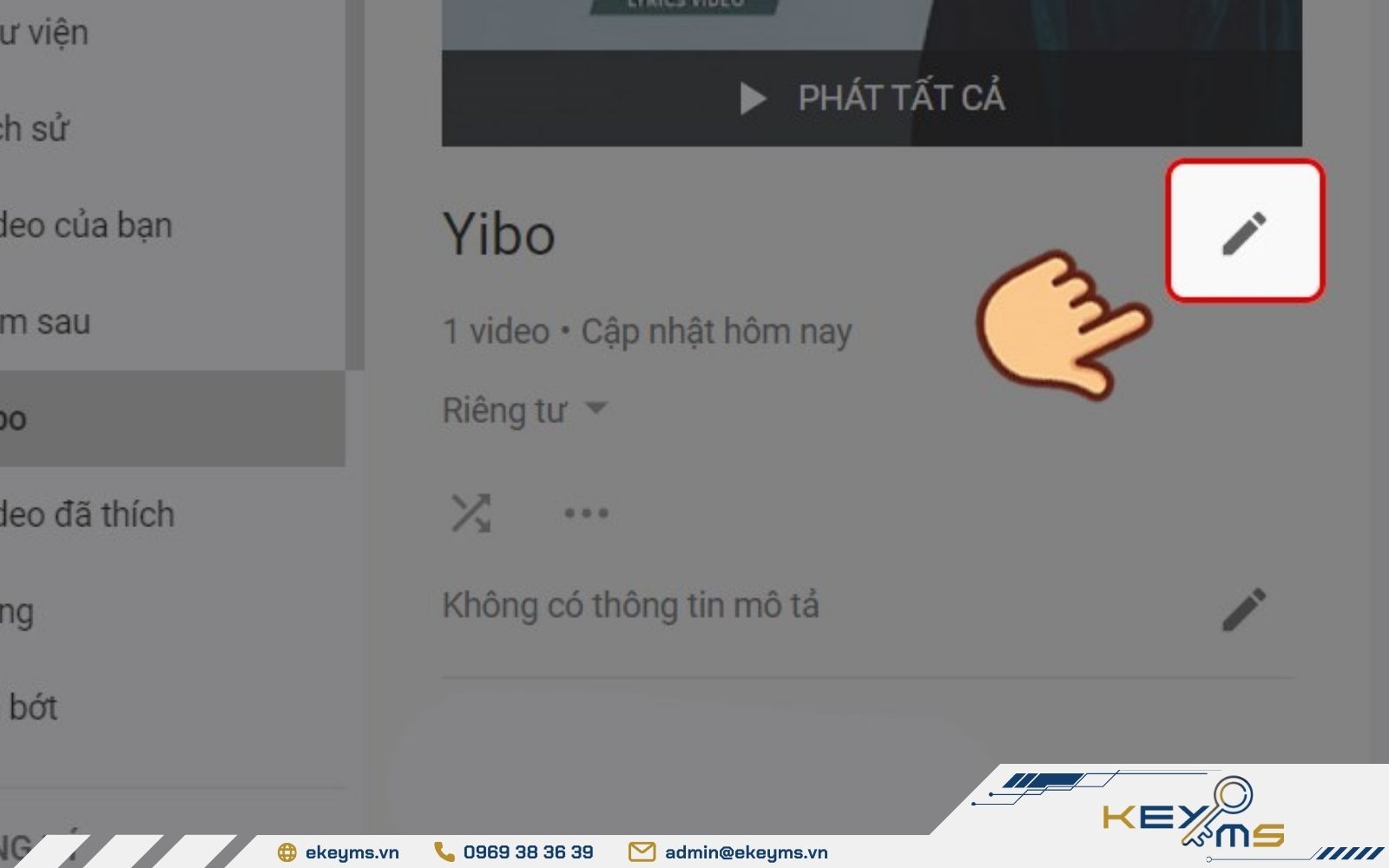 Nhấn chọn biểu tượng cây bút để chỉnh sửa