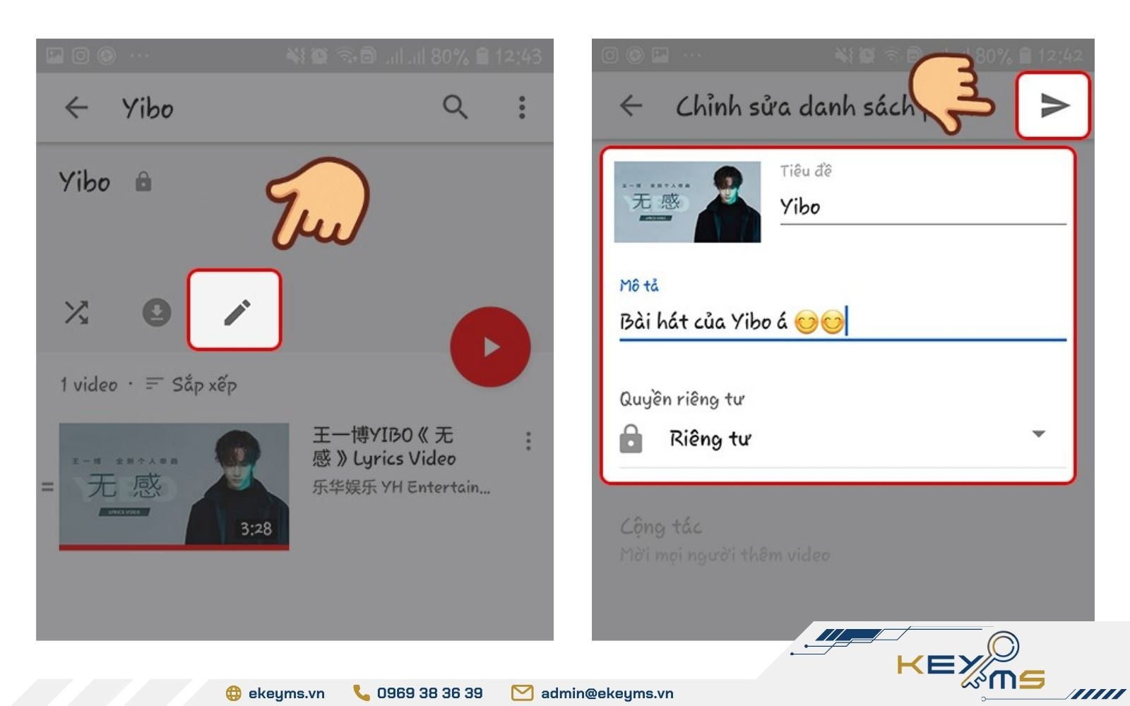 Đặt tên playlist và nhấn lưu