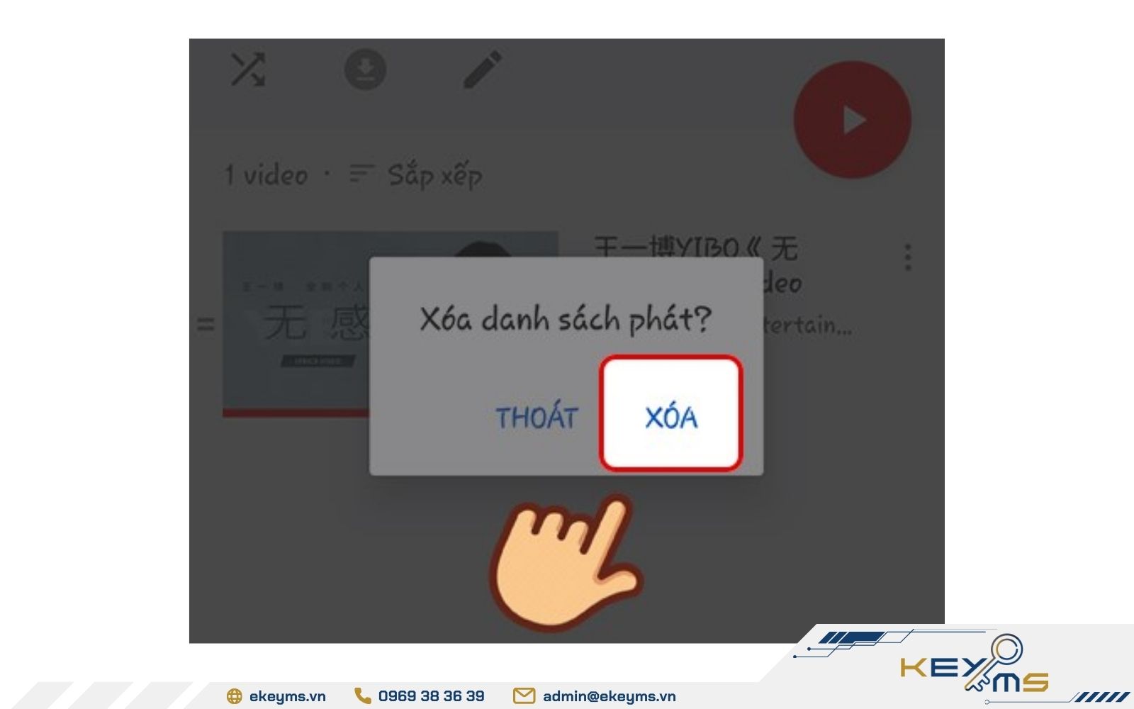 Bấm xác nhận "Xóa" để hoàn tất