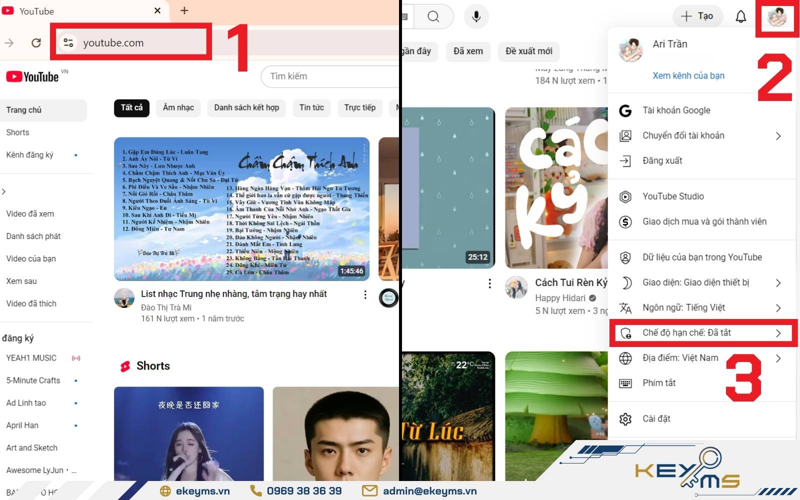 Cách tắt hạn chế độ tuổi trên YouTube bằng trình duyệt máy tính