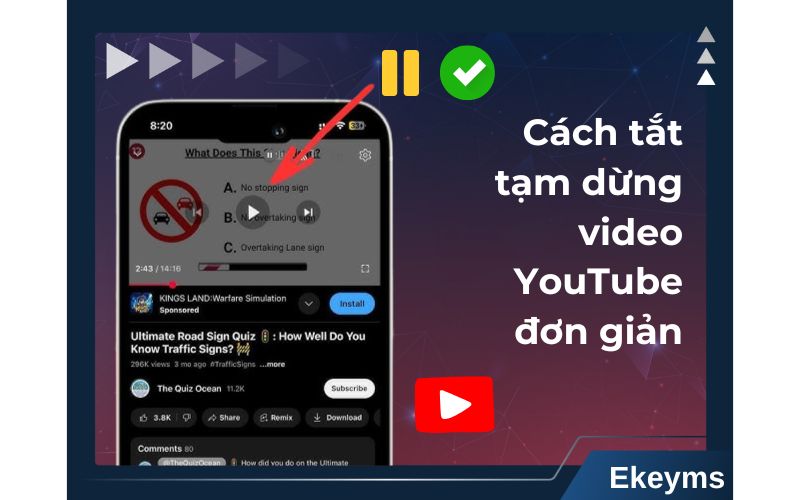 Cách tắt tạm dừng video trên YouTube