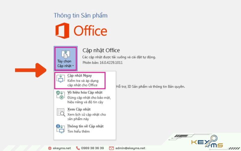 Cập nhật phần mềm Office 365 thường xuyên