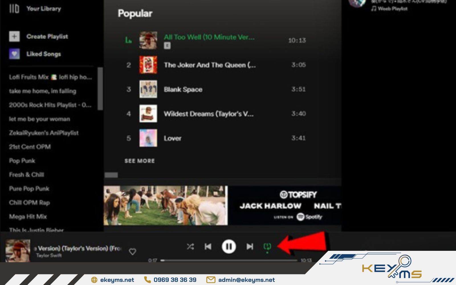 Cách lặp lại bài hát trên Spotify bằng máy tính